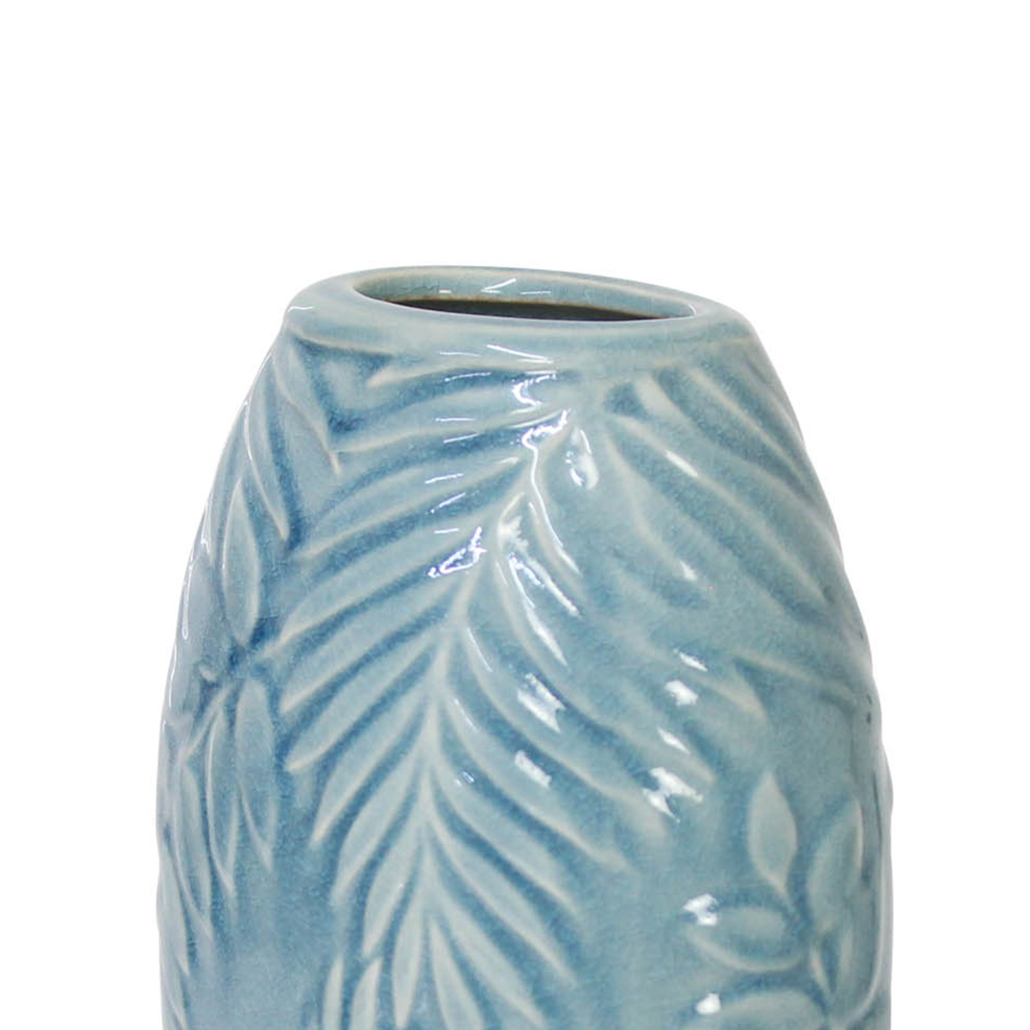 Tropical Leaves Indoor Decorative Flower Vase Stoneware Planter Garden